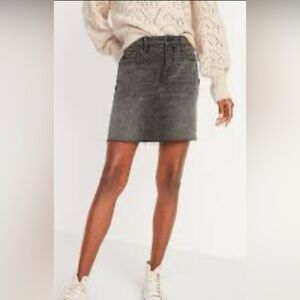 Hot old navy stone washed black denim jean skirt Classic  pockets sz 12